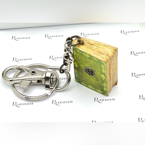 Book Charm-Miniature Book One of a kind-Polymer Clay and Aged paper Book cover - Picture 2 of 5